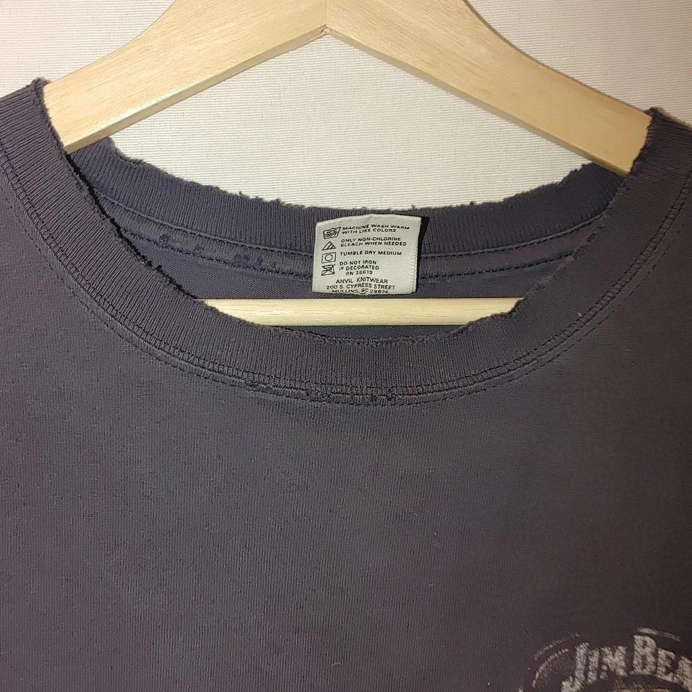 Jim Beam Backroom Double Graphic Tee Distressed XL‎ Washed Black Short Sleeve - Picture 4 of 8